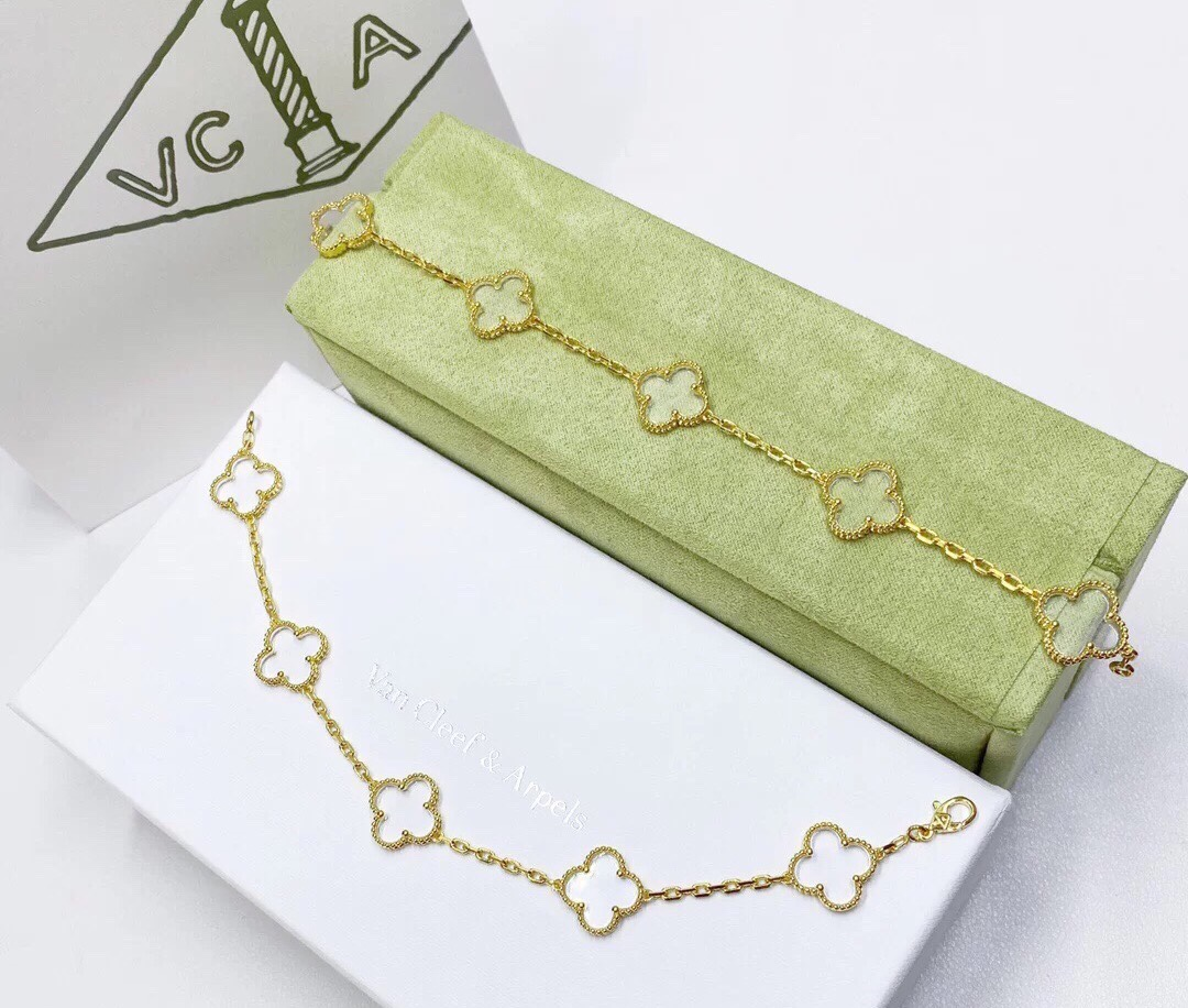 VCA Transparent Crystal Alhambra Bracelets, 5 Motifs