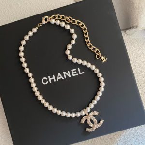 Chanel Big Double C Pendant Pearl Necklace