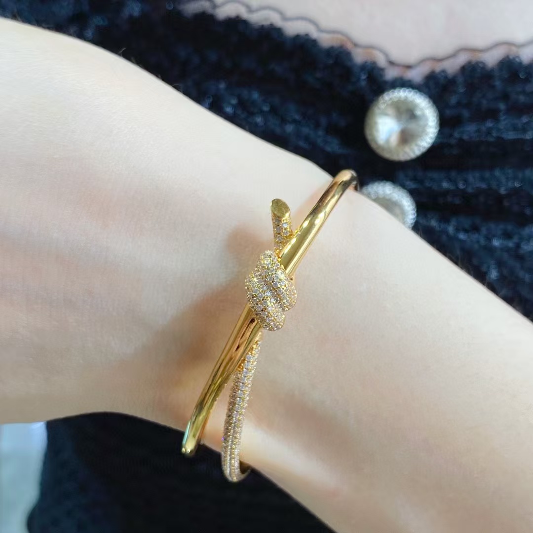 Tiffany Knot Double Row Hinged Bangle Bracelet - Image 2