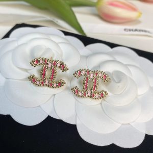 Chanel Enamel Pink Double C Earrings