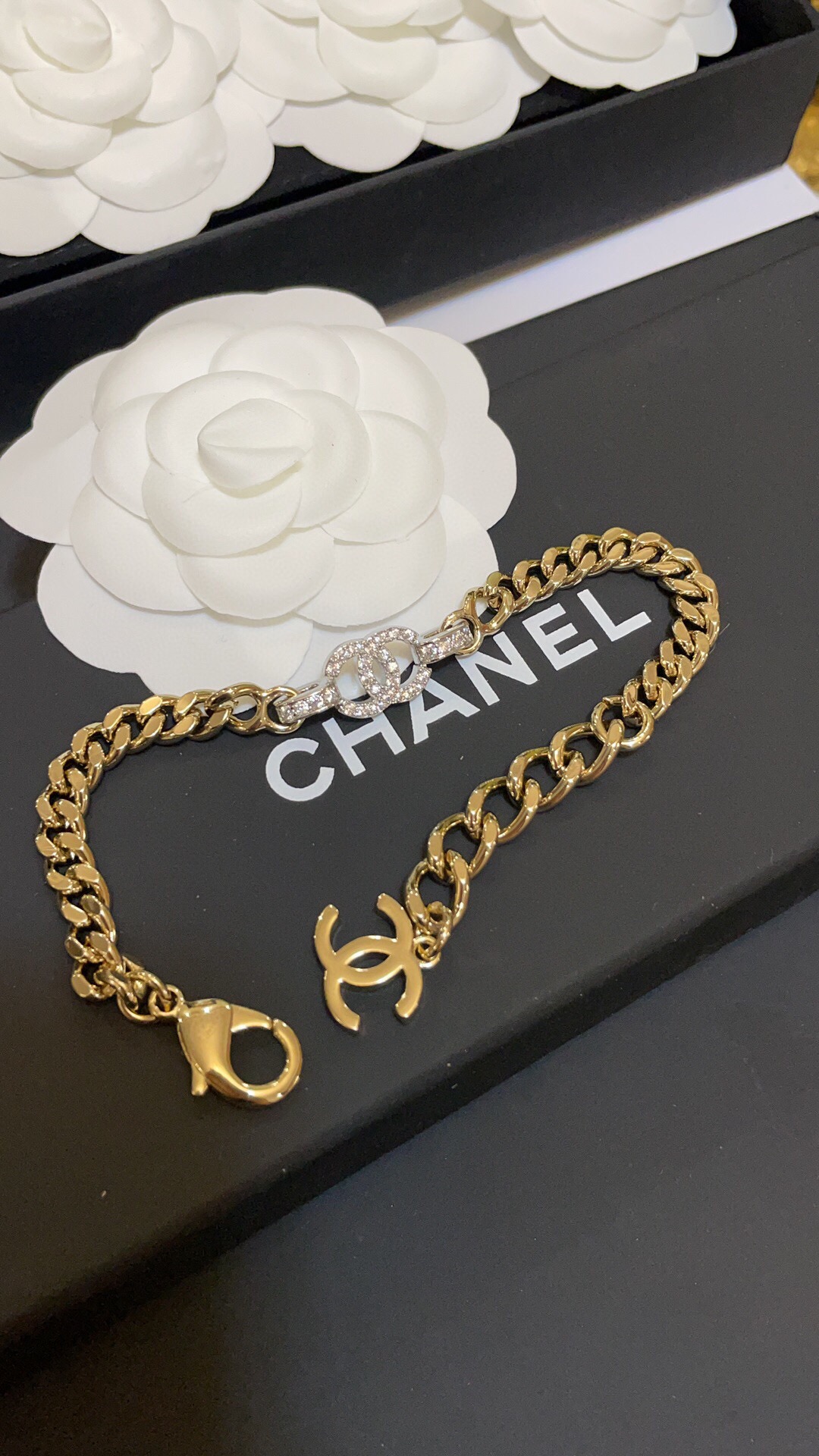 Chanel Mixed Color Cuban Chain Bracelet Earrings Choker Necklace - Image 10