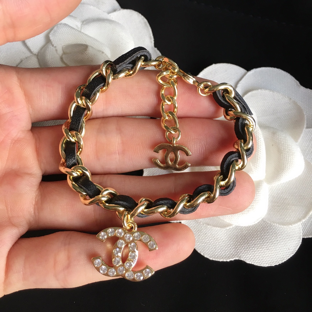 Chanel Leather Woven O Chain Bracelet Choker Necklace - Image 2