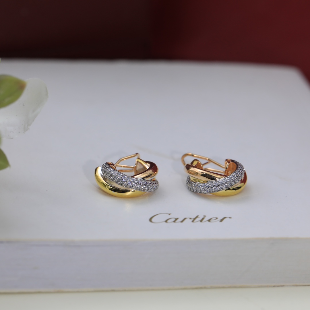 Cartier Mixed 3 Metal Color Trinity Earrings - Image 5