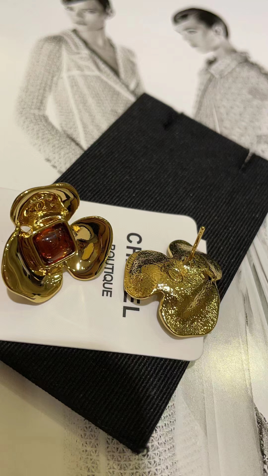 Chanel Gold Camellia Stud Earrings - Image 3