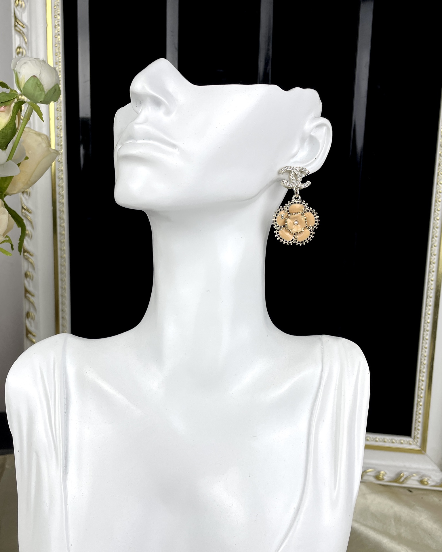 Chanel Enamel Camellia Earrings - Image 4