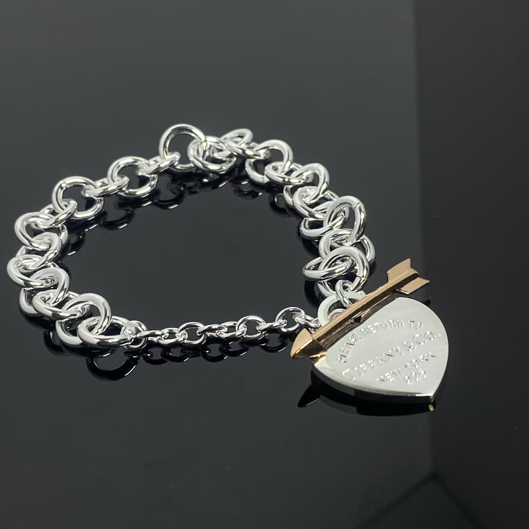 Tiffany Arrow Lovestruck Heart Tag Charm Chain Bracelet - Image 4