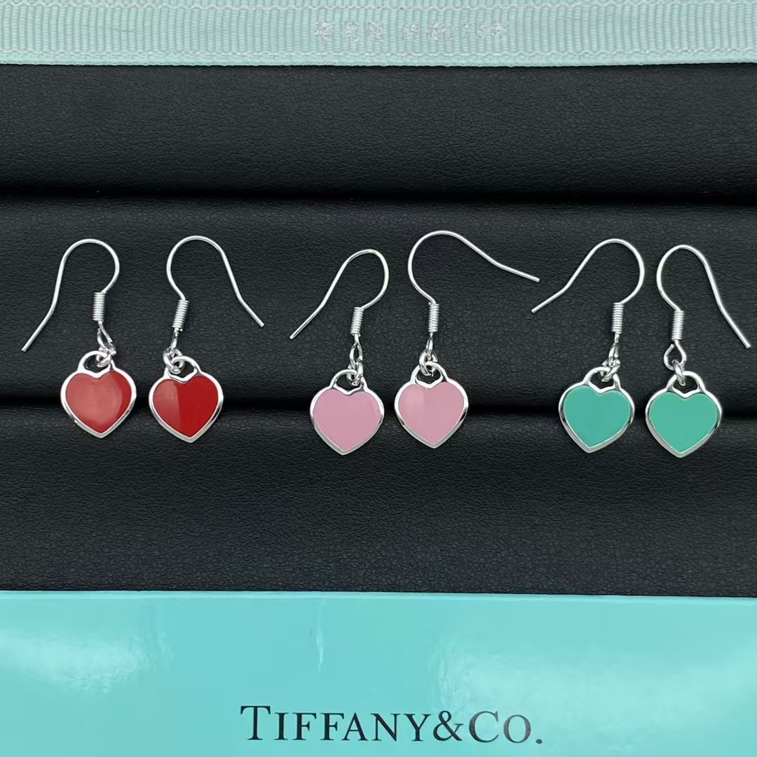 Tiffany Hook Heart Drop Earrings - Image 3