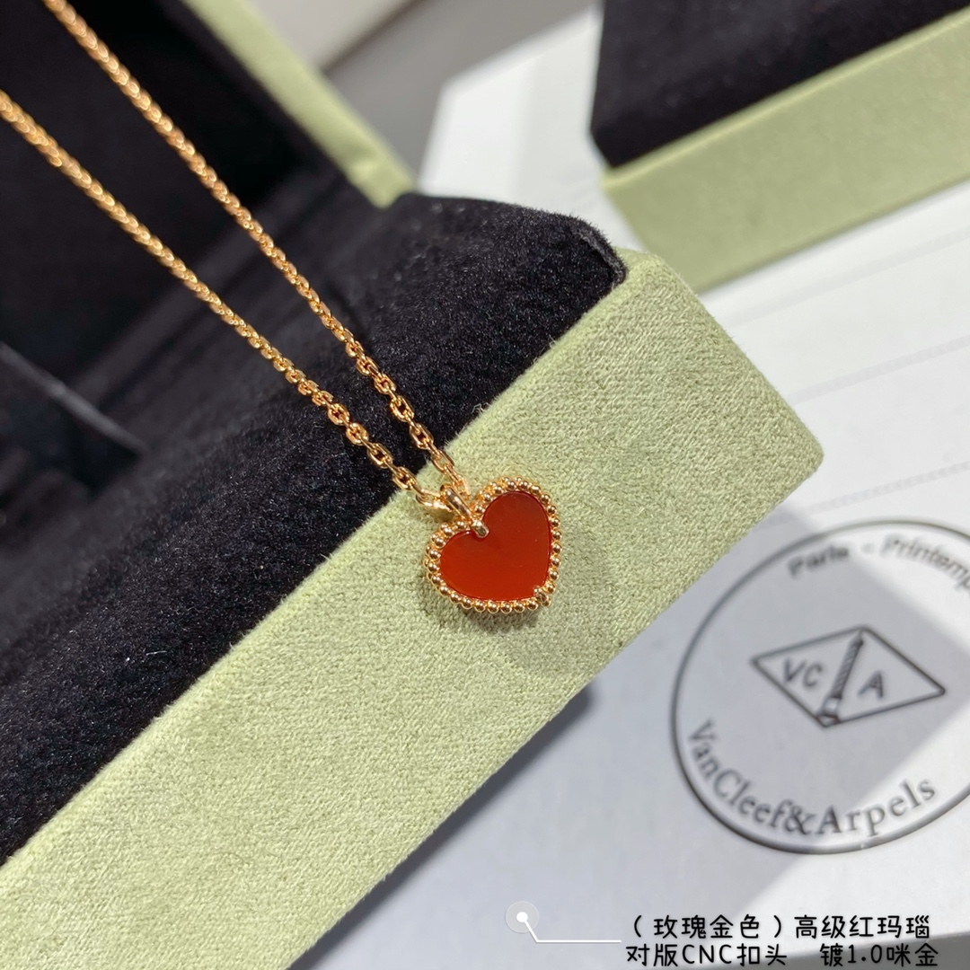 VCA Yellow Gold Red Sweet Heart Earrings Bracelet Necklace - Image 4