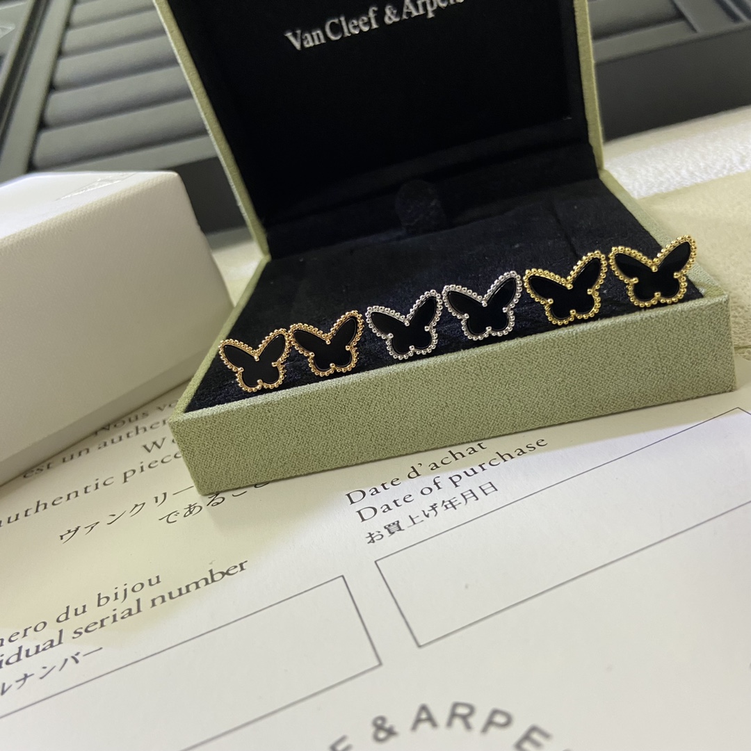 VCA Mini Black Butterfly Stud Earrings