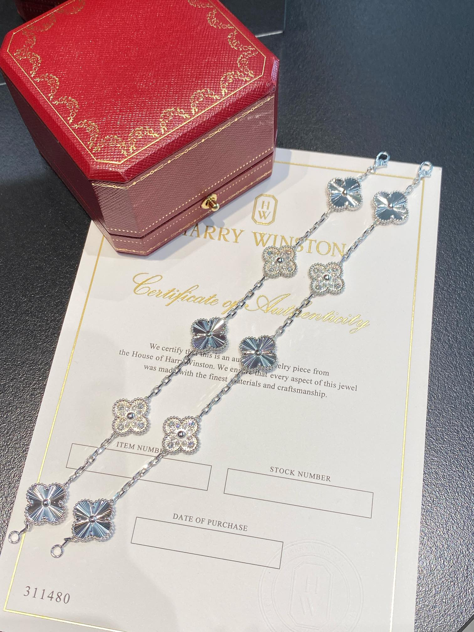 VCA Silver Diamond Vintage Alhambra Bracelet, 5 Motifs - Image 3
