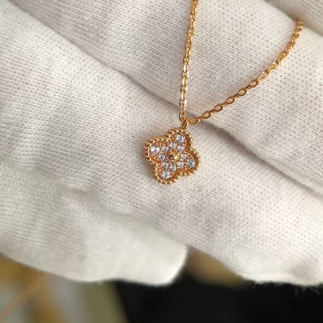 VCA Full Diamond Sweet Alhambra Pendant Necklace - Mini - Image 2