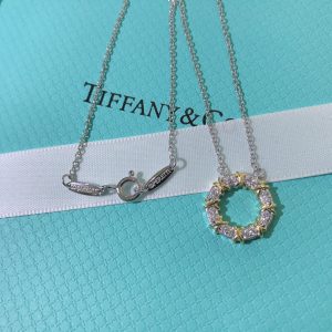 Tiffany Mixed Metal Color Cross Round Pendant Necklace