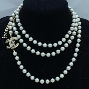 Chanel Long Black Bead and Pearl Necklace
