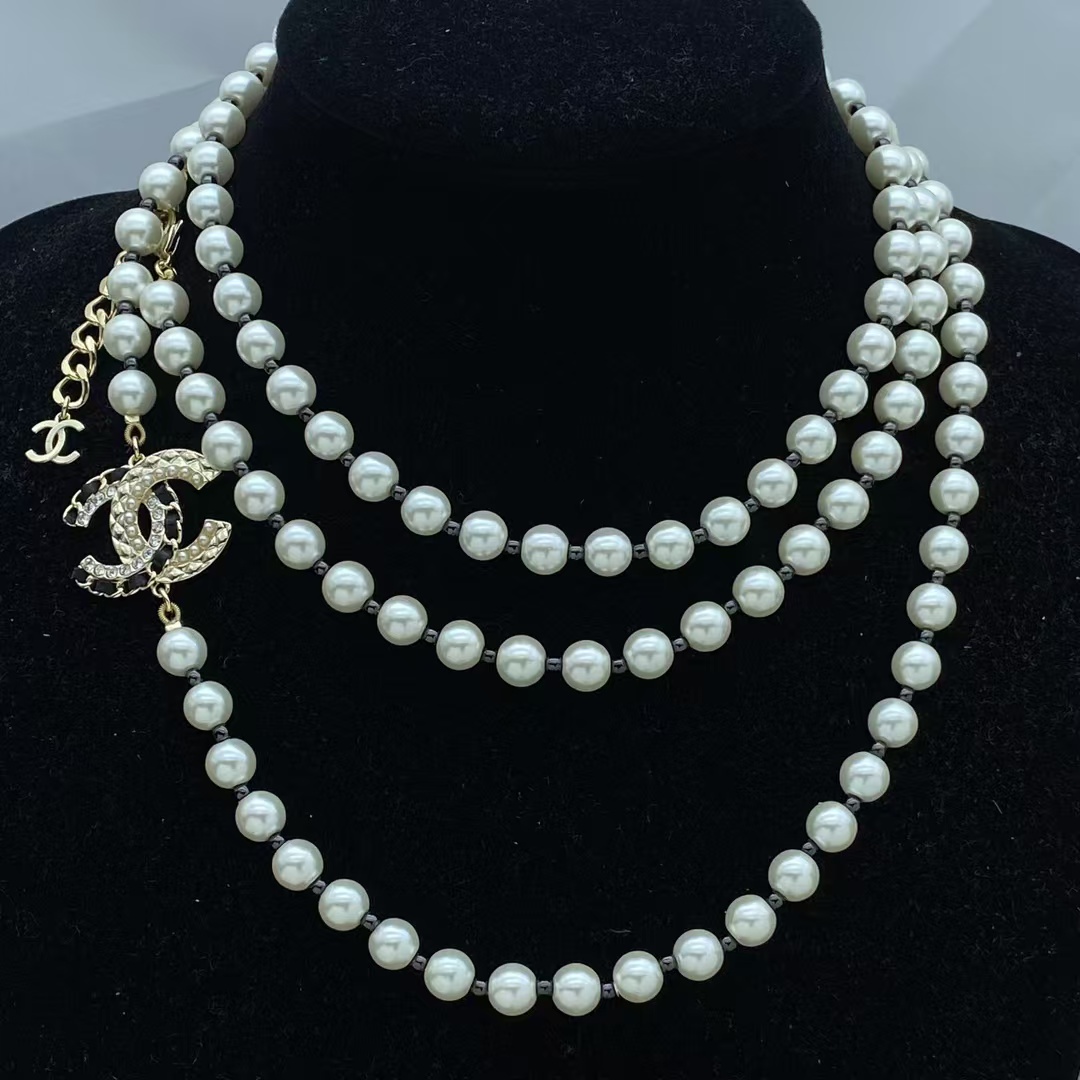 Chanel Long Black Bead and Pearl Necklace